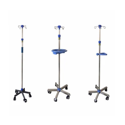 Hospital Furniture Medical Foldable Infusion Stand Height Adjustable Aluminum Alloy Drip IV Pole for Hospital Bed